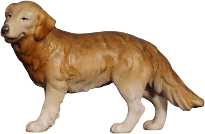 Hand-carved wooden Sheep Dog figure in brown and cream tones, standing pose