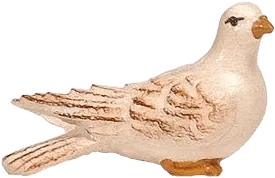 Hand-carved wooden dove figure painted in soft beige and brown tones