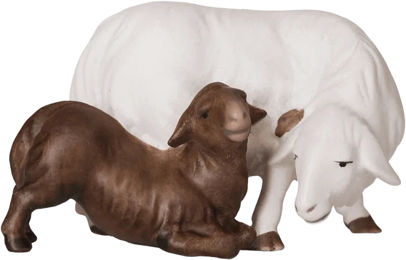 Sheep with Kneeling Lamb – nativity figure by ULPE Wood Art