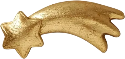 Gold-toned hand-carved wooden comet star accessory with textured finish