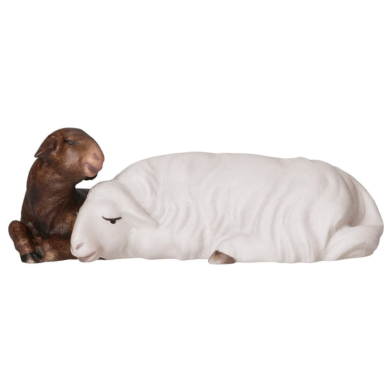 Sheep with Lying Lamb – nativity figure by ULPE Wood Art