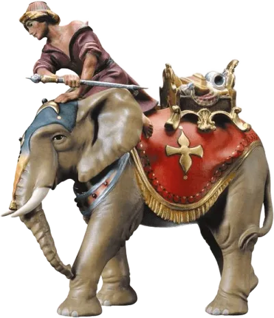 Elephant Group with Jewel Saddle 3-piece – nativity figure by ULPE Wood Art