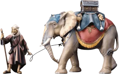 Elephant Group with Luggage Saddle 3-piece – nativity figure by ULPE Wood Art
