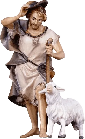 Herder with Crook and Sheep – nativity figure by ULPE Wood Art