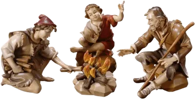 Herders at the Fire 4-piece – nativity figure by ULPE Wood Art