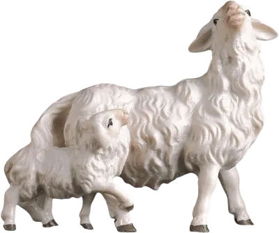 Sheep with Lamb at Its Back – nativity figure by ULPE Wood Art