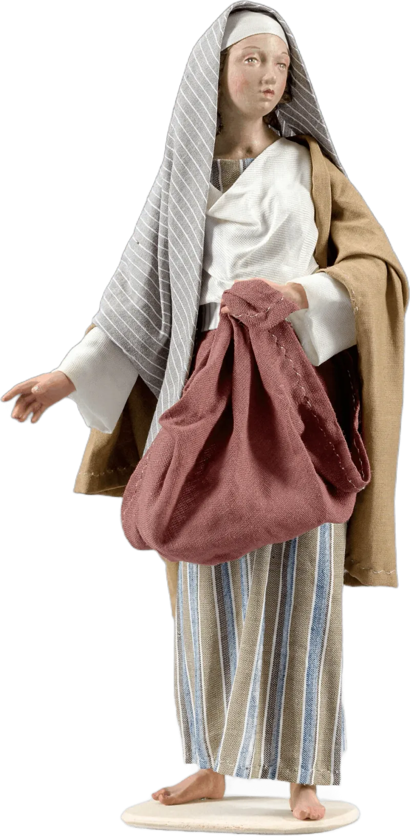 Women, striped headscarf with red sack – nativity figure by Original Heide
