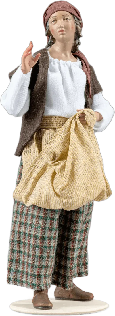 Women, brown vest with yellow sack – nativity figure by Original Heide