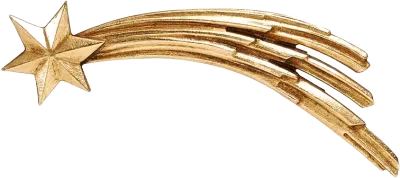 Hand-carved and hand-painted golden wooden comet star with trailing tail